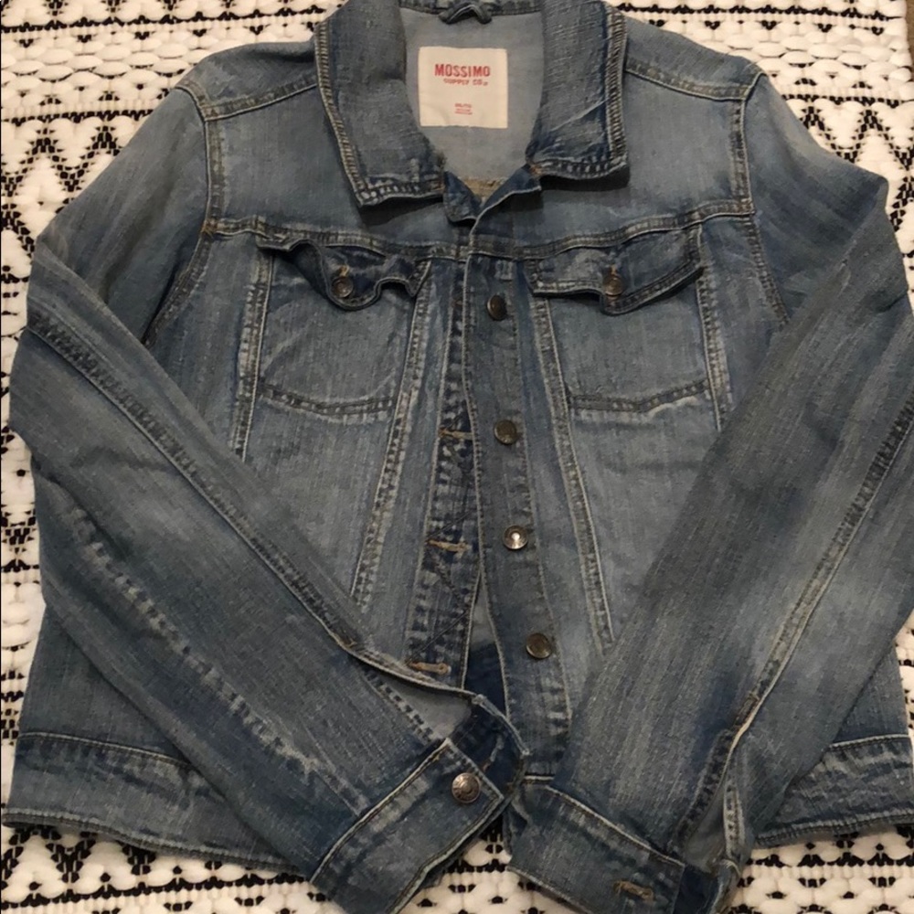 Women’s distressed jean jacket, plus sized